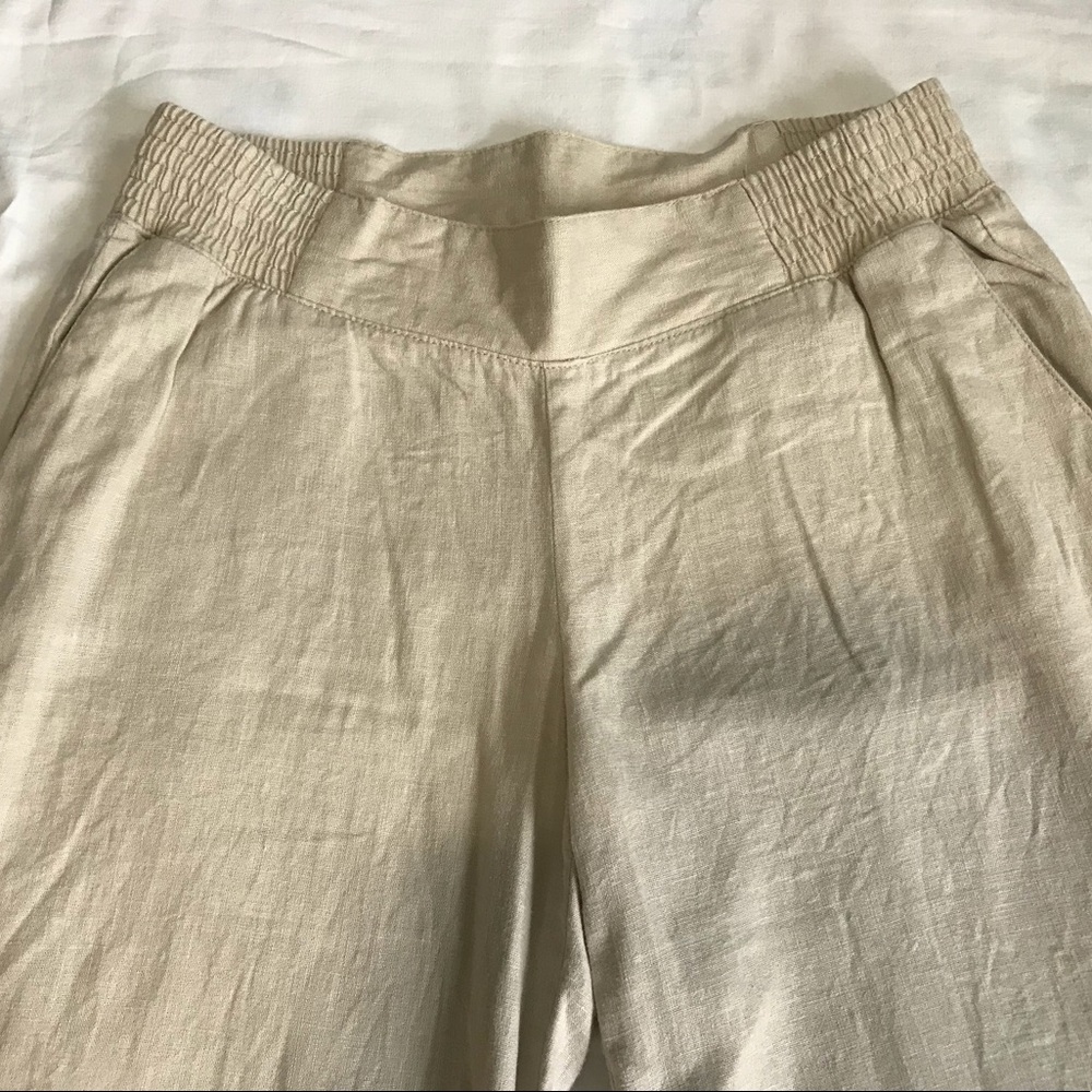 Wide-Leg Linen Blend Pants in Light Beige - Picture 3 of 7